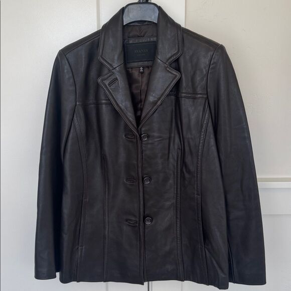 AVANTI NEW YORK Women’s Dark Brown Leather Jacket Coat Classic Versatile Size M - Picture 1 of 14